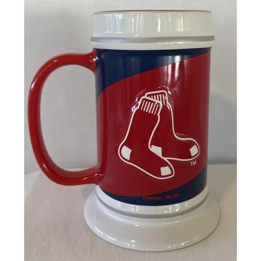 Boston Red Sox Sculpted Ceramic Tankard Mug by Boelter Brands Official Sticker - Picture 2 of 11